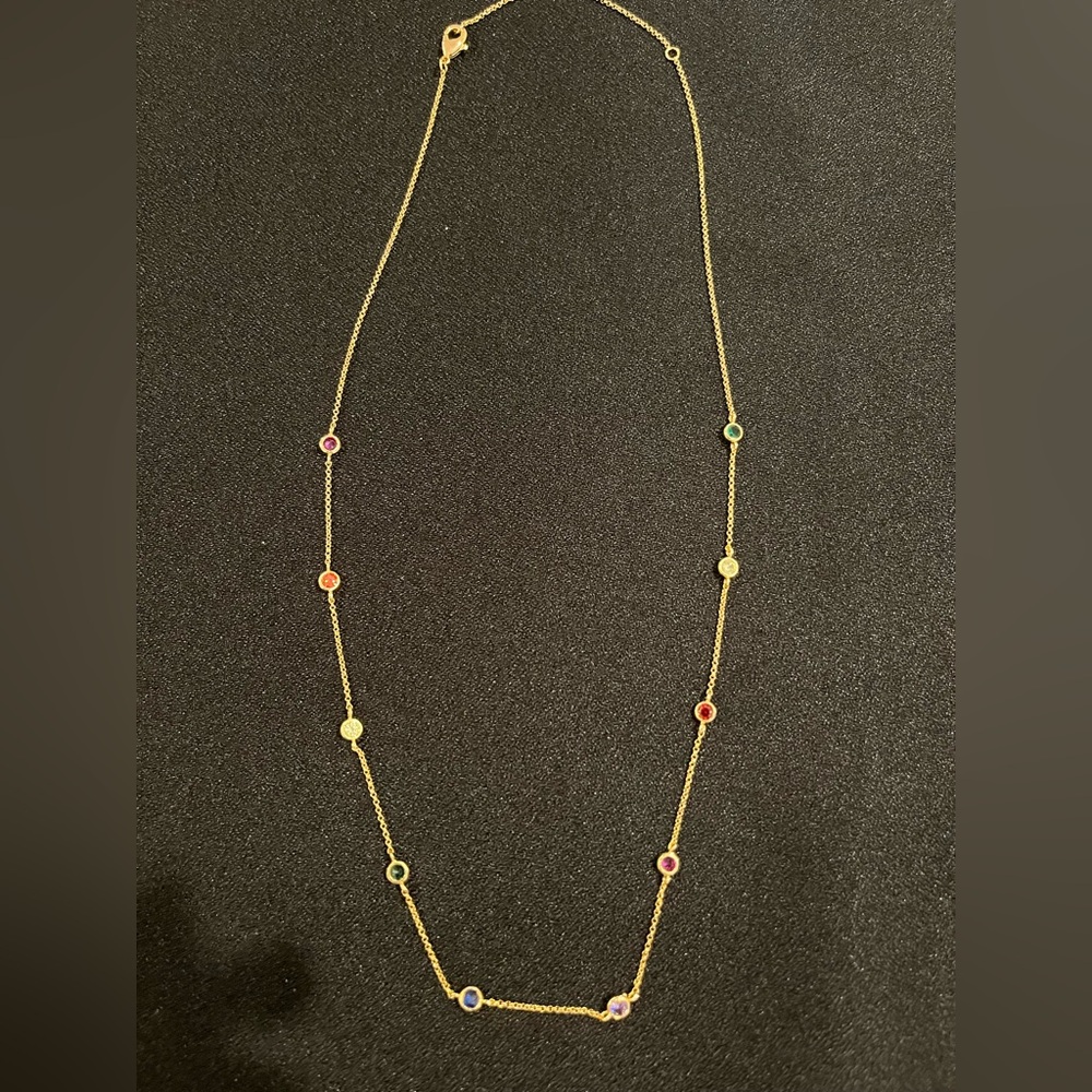 Elegant Gold Necklace with Multicolor Gemstones